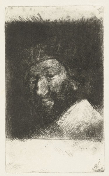 Portrait of smiling man with beard and hat, Bernardus Johannes Blommers, 1855-1914