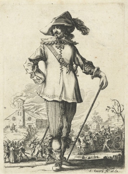Standing officer with walking stick, Salomon Savery, Pieter Jansz. Quast, 1630 - 1665