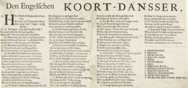 Text Journal in print Cromwell as tightrope walker, 1652, Anonymous, 1652