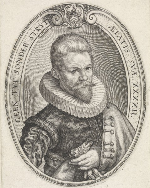 Portrait of a man at the age of 42, Jacob Matham, 1601 - 1605
