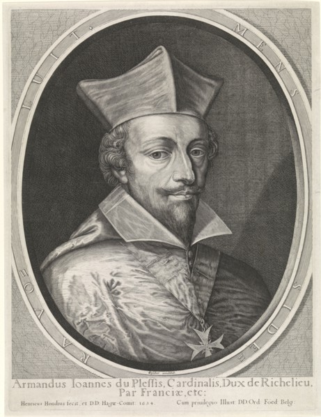 Portrait of Armand-Jean du Plessis, Duke of Richelieu, Hendrick Hondius (I), Claes Jansz. Visscher