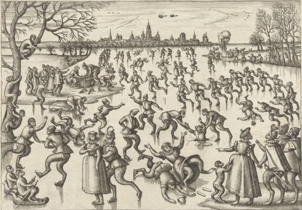 Skating, Pieter van der Borcht (I), Philips Galle, 1545 - 1608