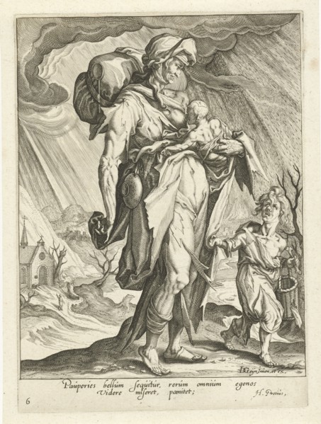 Poverty (Paupertas), Zacharias Dolendo, Jacob de Gheyn II, Hugo de Groot, 1596 - 1597