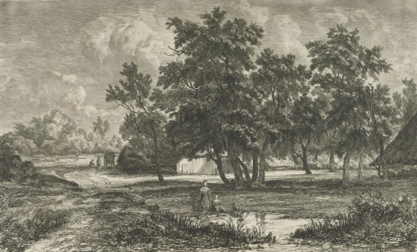 Landscape with farm among the trees, Christiaan Immerzeel, 1818 - 1886
