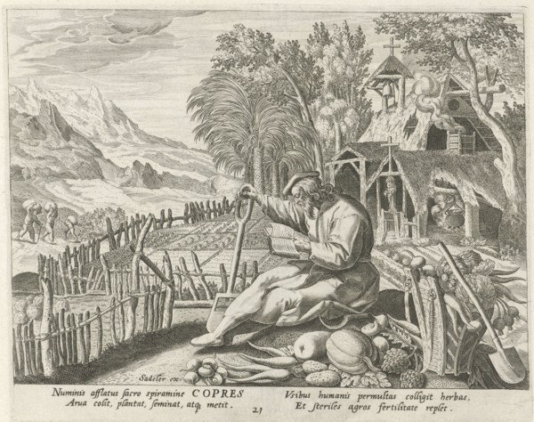 Copres of Egypt as a hermit, Johann Sadeler (I), RaphaÃ«l Sadeler (I), Maerten de Vos, 1583 - 1588