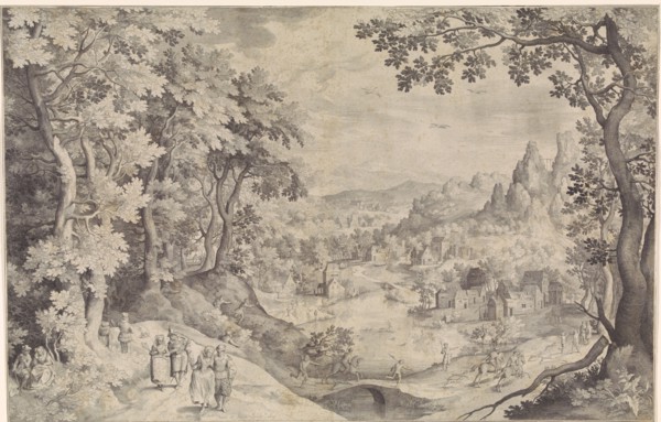 Landscape with deer hunting, Nicolaes de Bruyn, 1607