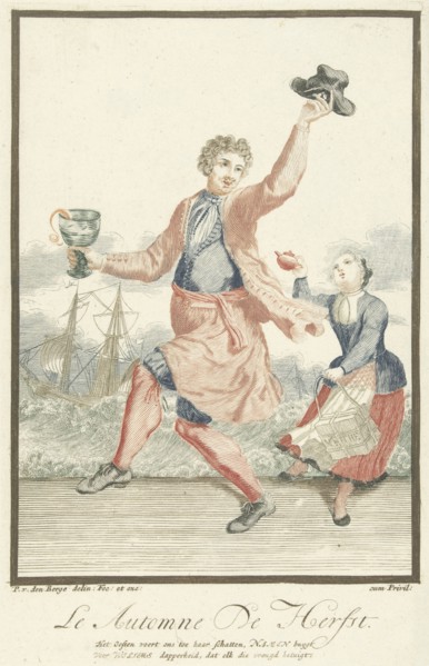 Dancing man with a goblet in his hand, Pieter van den Berge, 1695-1697