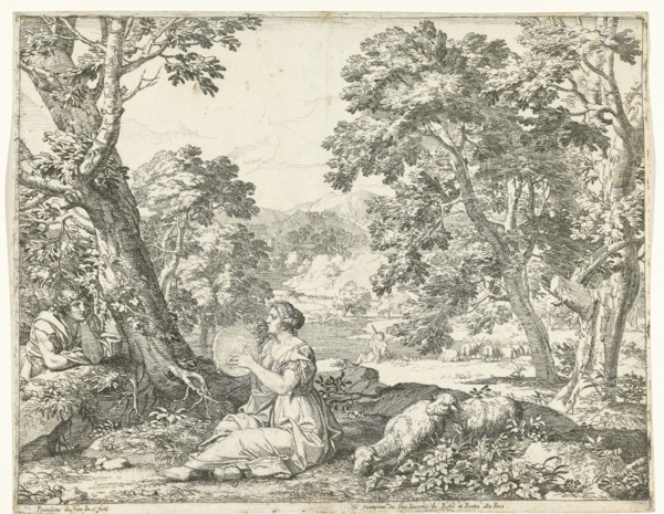 Tambourine player, Franciscus de Neve, Giovanni Giacomo Rossi, 1660 - 1666