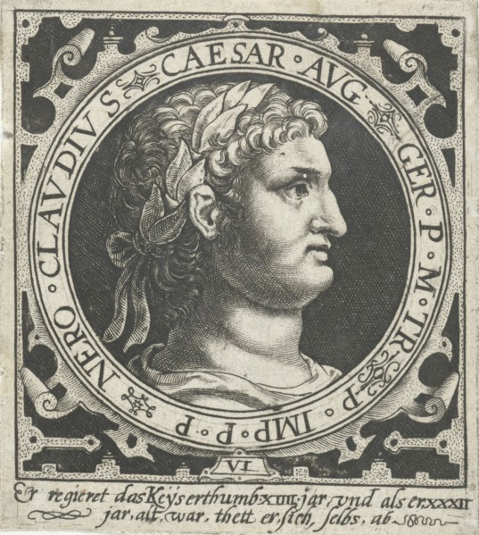 Portrait of Emperor Nero medallion, Nicolaes de Bruyn, 1594