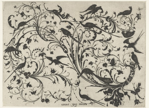Decoration with flowers and birds, Anonymous, 1616