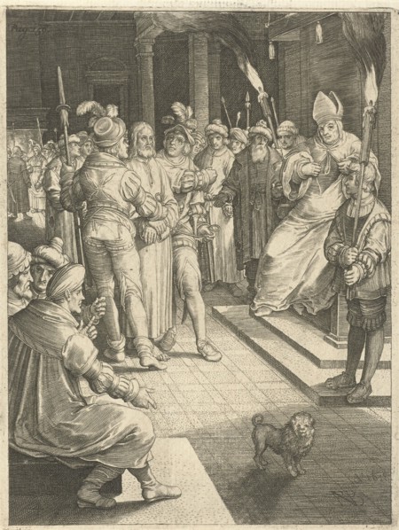 Christ before Caiaphas, Nicolaes de Bruyn, 1618