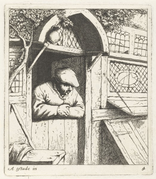 Farmer leaning on lower door, Abraham Bloteling, 1655 - 1690