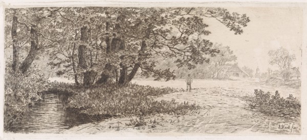 Landscape with trees along the water, Elias Stark, 1887