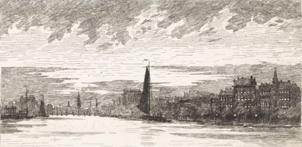 View from the Amstel River on Amsterdam, The Netherlands, Elias Stark, 1887