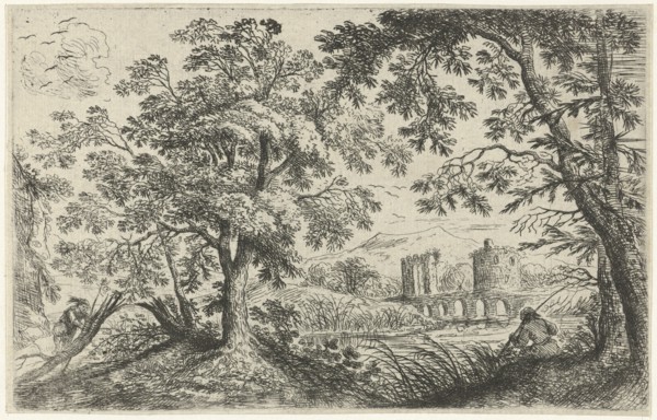 Landscape with a fisherman, Cornelis Matthieu, 1637 - 1656