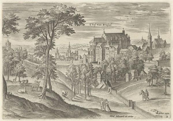 View of the Slot Hof of Brussels, Belgium, Hans Collaert I, Claes Jansz. Visscher II, 1530 - 1580
