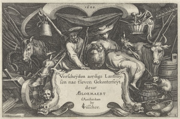 Farmer and rancher between agricultural tools, Claes Jansz. Visscher (II), BoÃ«tius Adamsz.