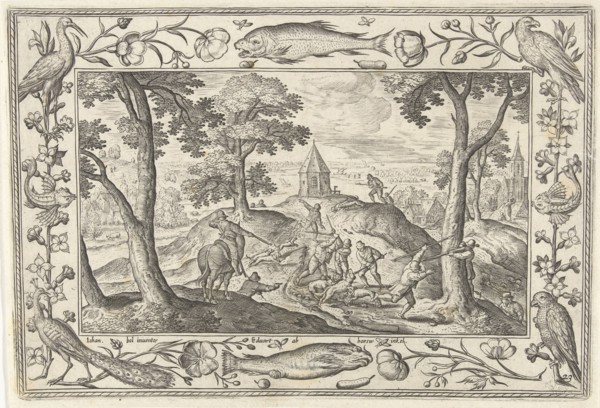 Wolf hunting, Adriaen Collaert, Eduwart van Hoeswinckel, 1582-1586