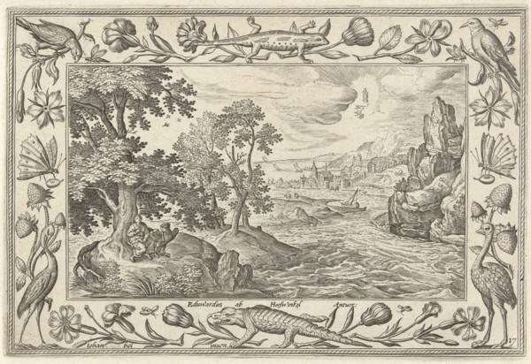 Apostle John on Patmos, Adriaen Collaert, Eduwart van Hoeswinckel, 1582 - 1586