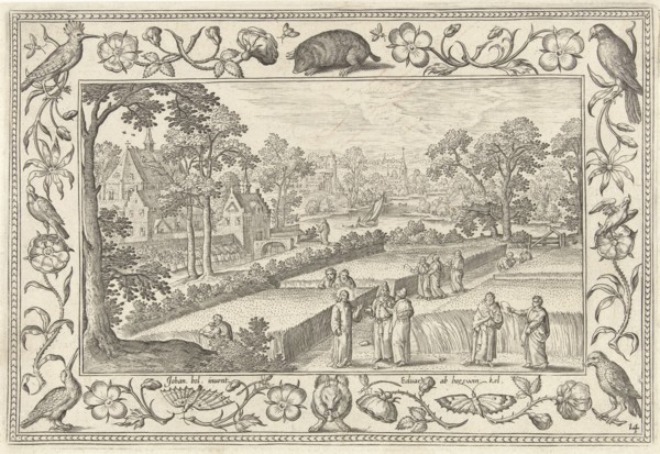 Picking corn on the Sabbath, Adriaen Collaert, Eduwart Hoes Winckel, 1582-1586