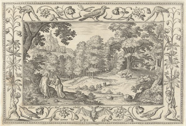 Temptation in the Desert, print maker: Adriaen Collaert, Hans Bol, Eduwart van Hoeswinckel, 1582 -