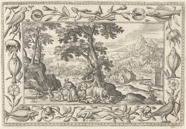 Elisha curses annoying children, Adriaen Collaert, Eduwart van Hoeswinckel, 1582 - 1586