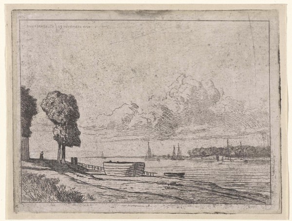 View of the river Lek at Vreeswijk, The Netherlands, Jan Weissenbruch, 1850