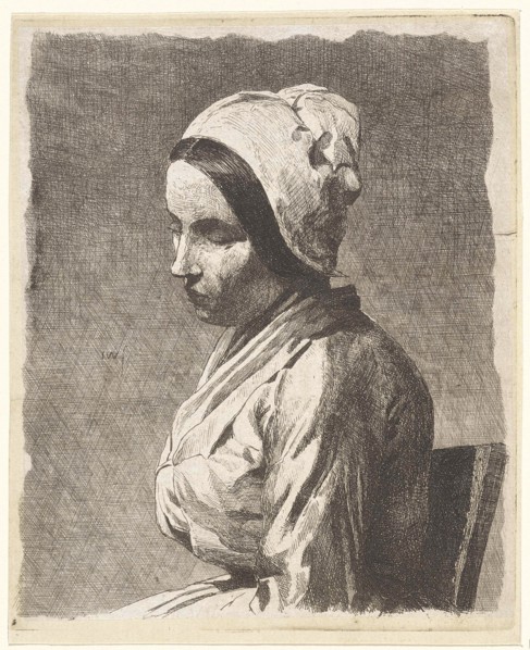 Study of a seated woman, Jan Weissenbruch, 1837 - 1880