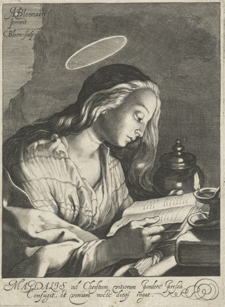 Mary Magdalene reading, Cornelis Bloemaert (II), c. 1625