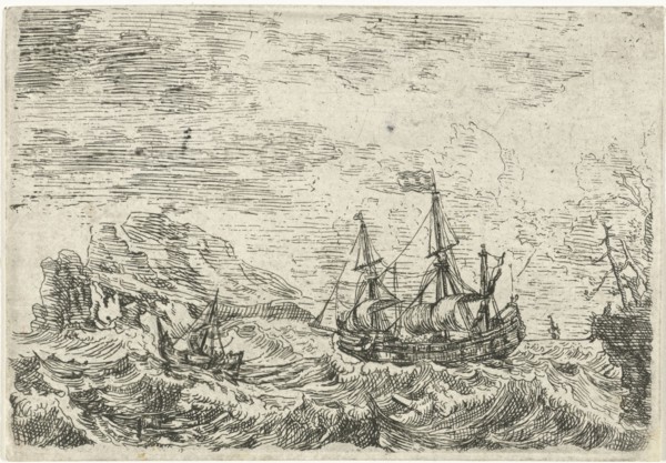 Ships on a stormy sea, Bonaventura Peeters (I), 1624 - 1652