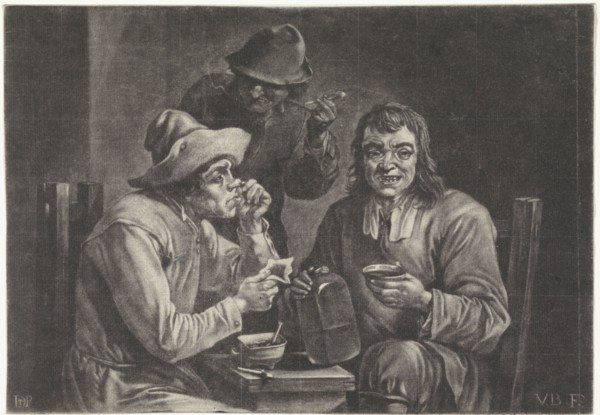 Drinking and smoking men, Jan van der Bruggen, 1659-1740