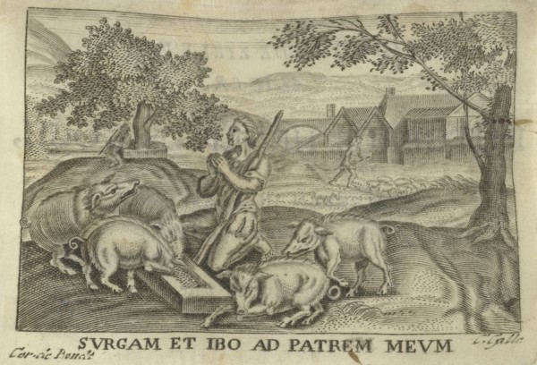 The prodigal son as a swineherd, Cornelis Galle (II), Cornelis Galle (III), Cornelis de Bout, 1670