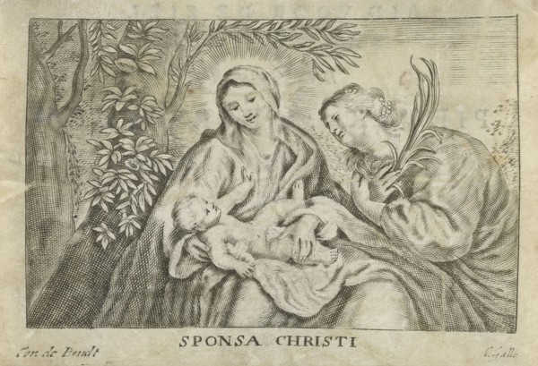 Mary with Child and martyr, Cornelis Galle II, Cornelis Galle III, Cornelis de Bout, 1638-1678