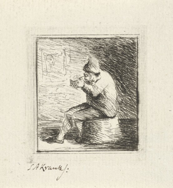 Smoking farmer, Simon Andreas Krausz, 1770 - 1825