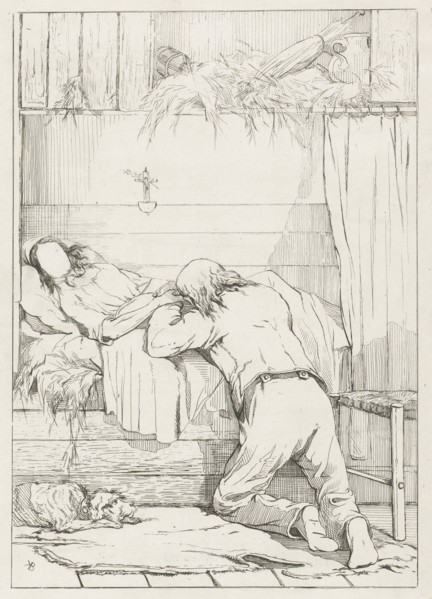 Death of a loved one, print maker: Karel Frederik Bombled