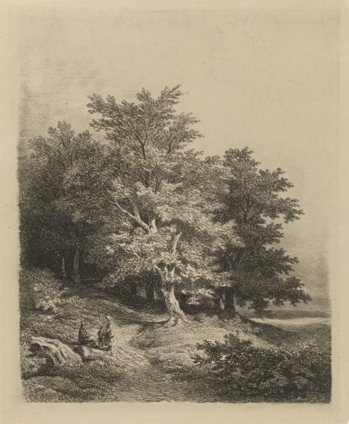 Figures at a forest edge, Remigius Adrianus Haanen, in or before 1850
