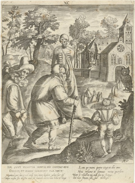 Ninth life phase of ninety years of man's life, Nicolaes de Bruyn, 1598 - 1602