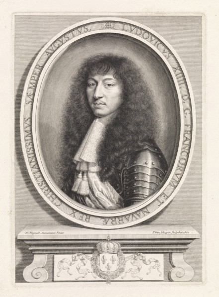 Portrait of Louis XIV, king of France, with lace collar with two brushes, Pieter van Schuppen,
