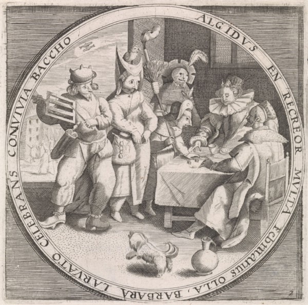 February: Shrove Tuesday, print maker: Anonymous, Crispijn van de Passe I, Maerten de Vos, 1574 -