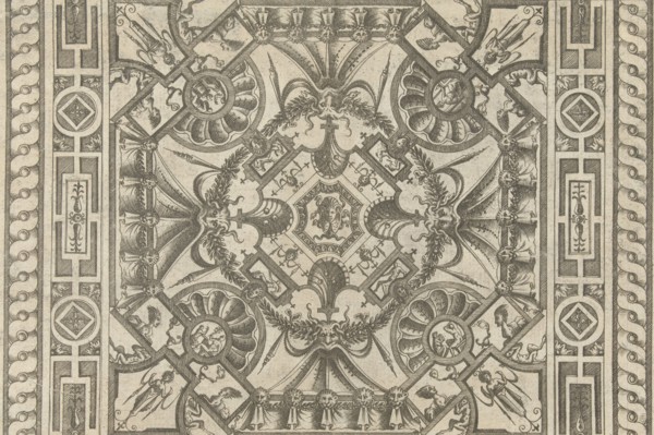 Ceiling with a Medusa head in the middle, Pieter van der Heyden, Jacob Floris, Hieronymus Cock,