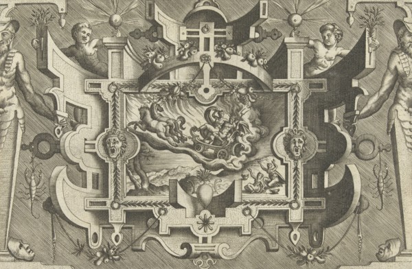 Cartouche with a depiction of the rape of Proserpina, Pieter van der Heyden, Jacob Floris,