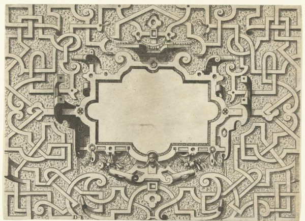 Cartouche, print maker: Johannes of Lucas van Doetechum, Hans Vredeman de Vries, Hieronymus Cock, c