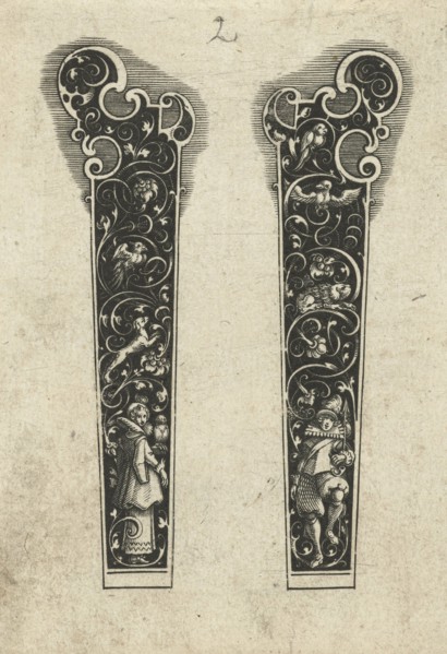 Two knife handles, Michiel le Blon, 1597 - c. 1626