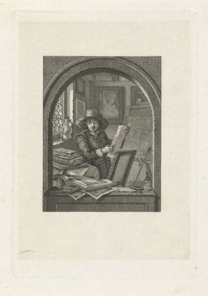 Painter in his studio, print maker: Elisabeth Barbara Schmetterling, 1814 - 1882