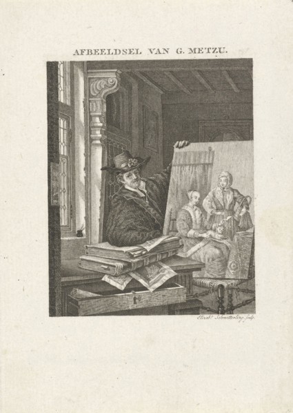 Portrait of Gabriel Metsu, print maker: Elisabeth Barbara Schmetterling, GabriÃ«l Metsu, 1814 -
