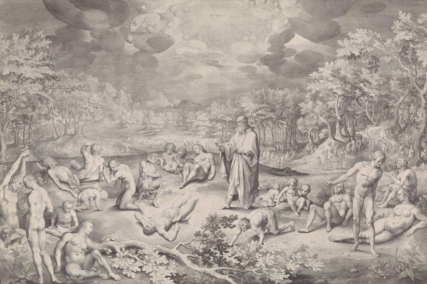 Vision of Ezekiel across the valley of bones, Nicolaes de Bruyn, 1606
