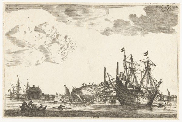 Two ships are ready for repair, Reinier Nooms, 1650 - before 1705