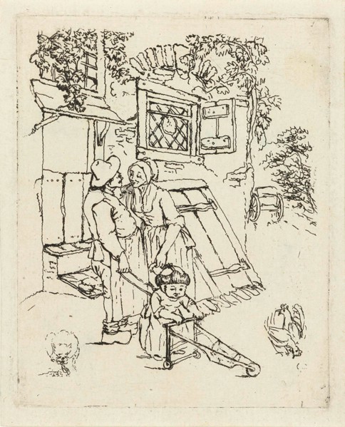 Farmer and his wife with child for a house, Marie Lambertine Coclers, 1776 - 1815