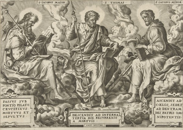 Three Apostles James the Greater, Thomas and James the Less, print maker: Pieter van der Heyden,