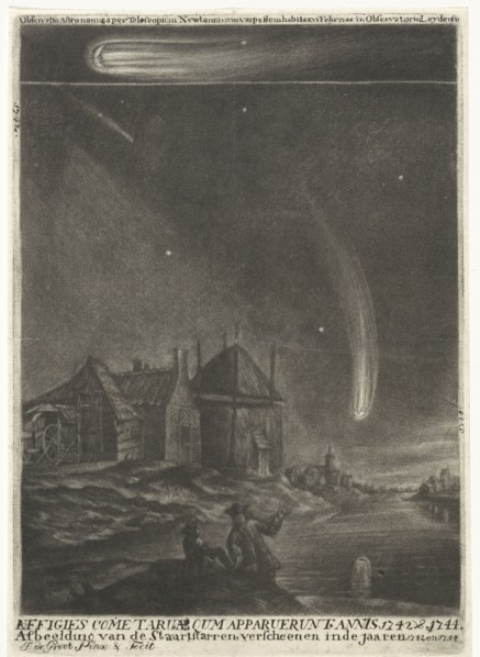 The tail stars of 1742 and 1744, print maker: Jan de Groot, 1744 - 1745